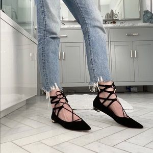 Aquazzura Belgravia black suede flats. NWT.